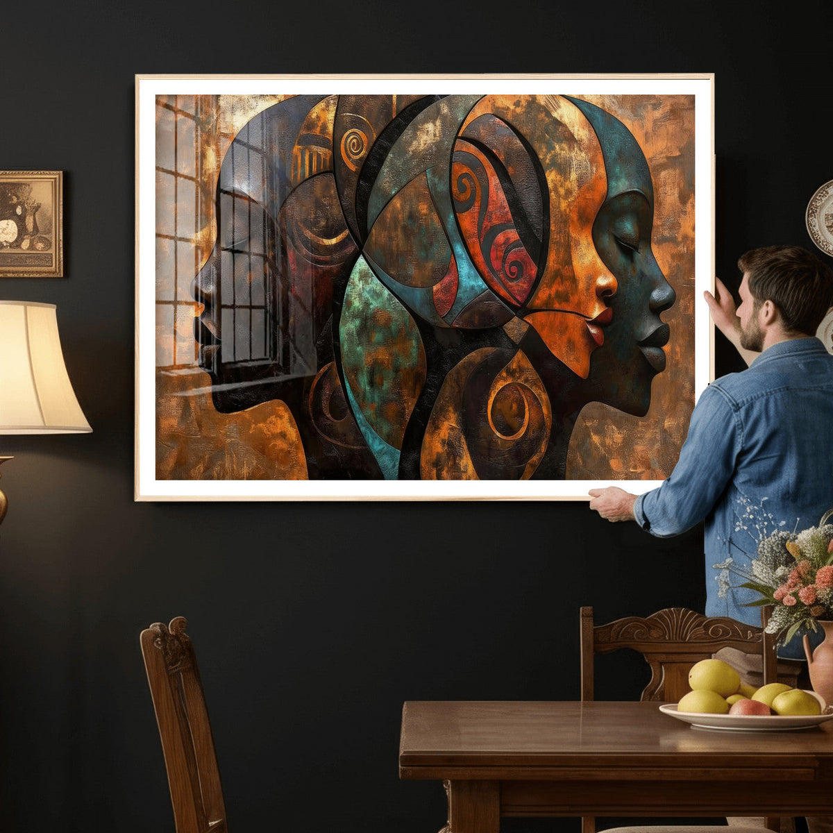 Abstract Afro American Women Wall Art Canvas Print