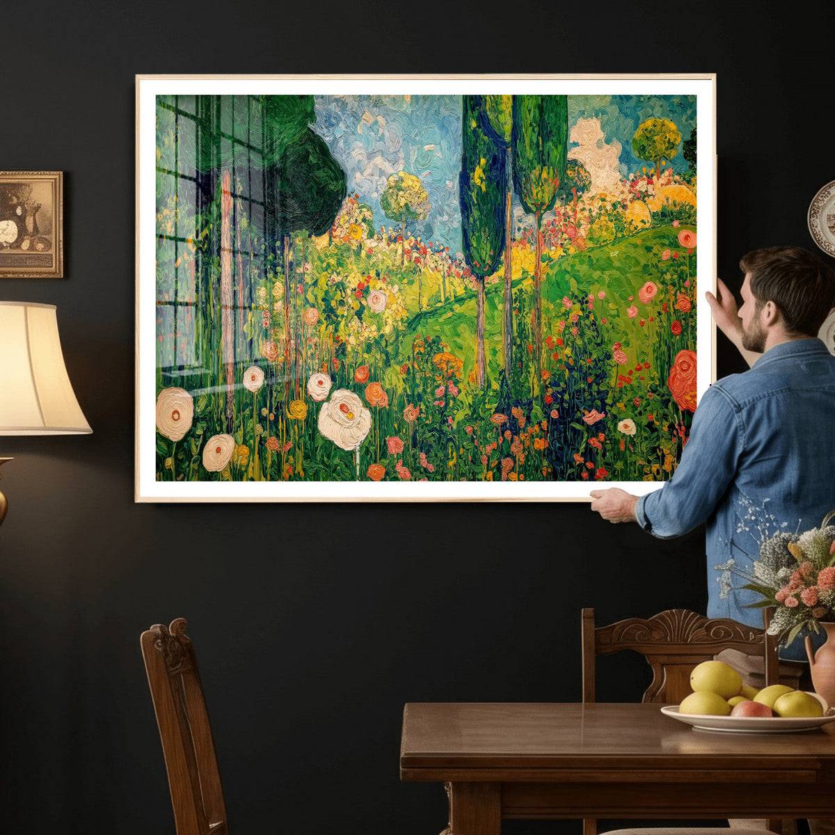 Gustav Klimt Boho Mountain Landscape Large Wall Art,