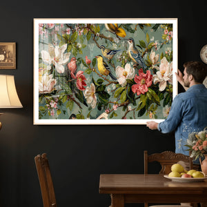 Vintage Birds and Flowers Wide Wall Art: Extra Large