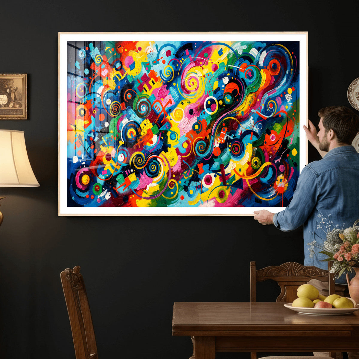Geometric Abstract Wall Art Canvas Print, Bold Color