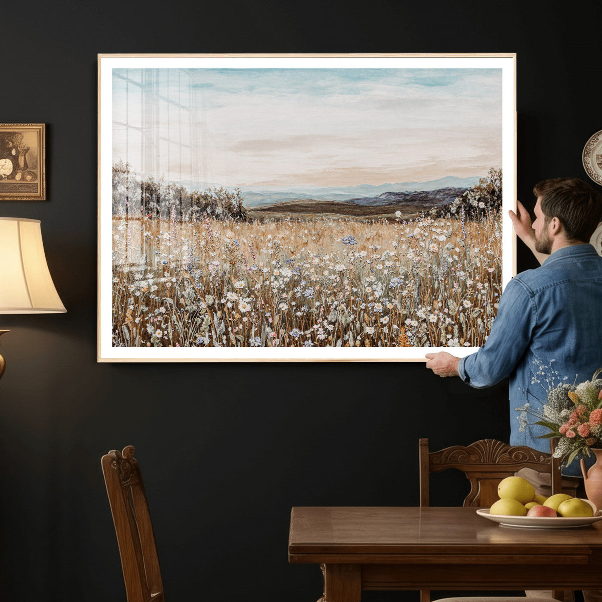 Neutral Wildflower Field Canvas Wall Art — Beige Earth Tone