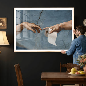Funny Bathroom Canvas Wall Art, Michelangelo Creation of