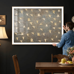 Flying Birds Canvas Wall Art, Vintage Bird Flock Pattern