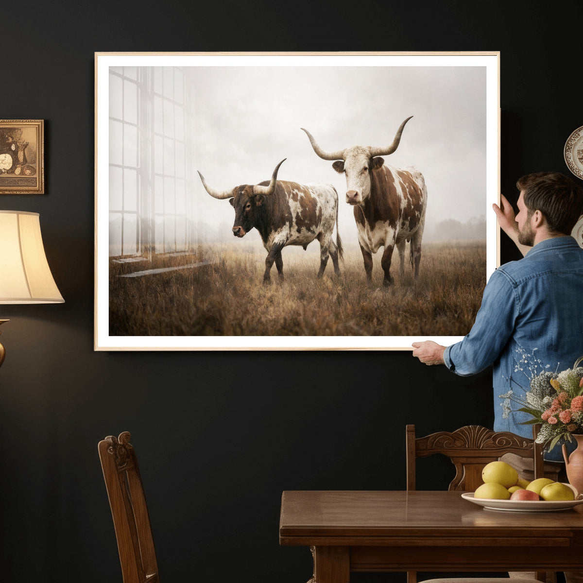 Texas Longhorn Canvas Wall Art Western Bull Desert Moody
