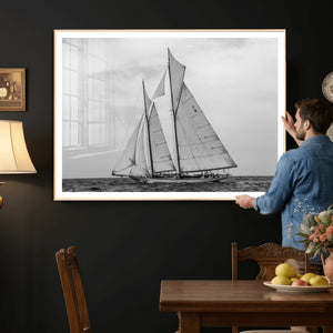 Vintage Sailboat Wall Art Canvas Print, Black and White