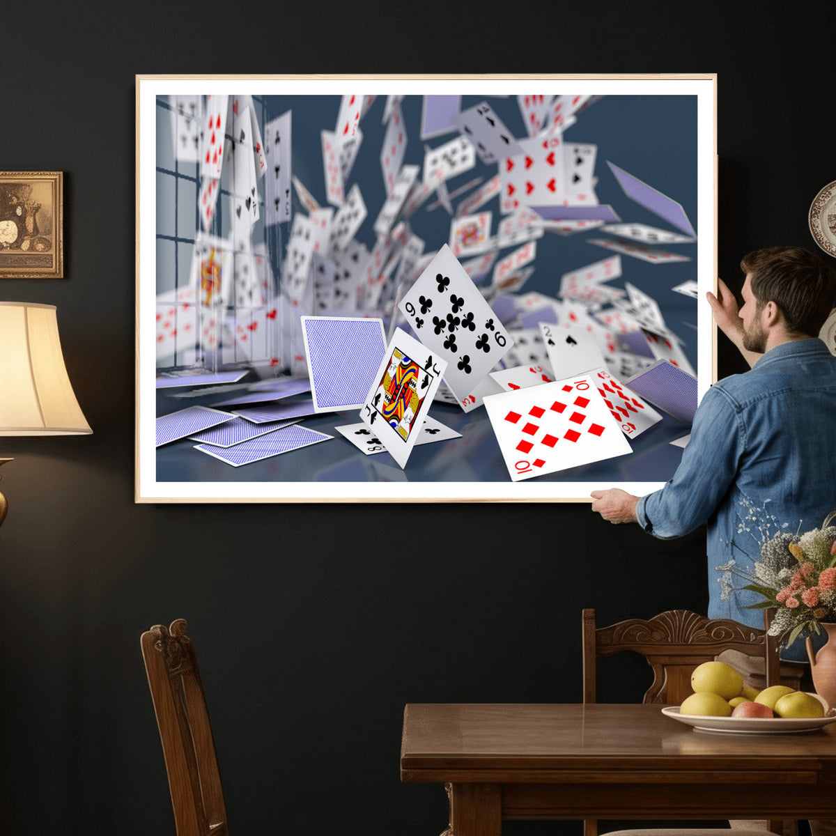 Playing Cards Canvas Wall Art | Casino Game Room Decor,