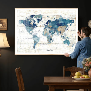 Watercolor World Map Canvas Wall Art Print – Abstract