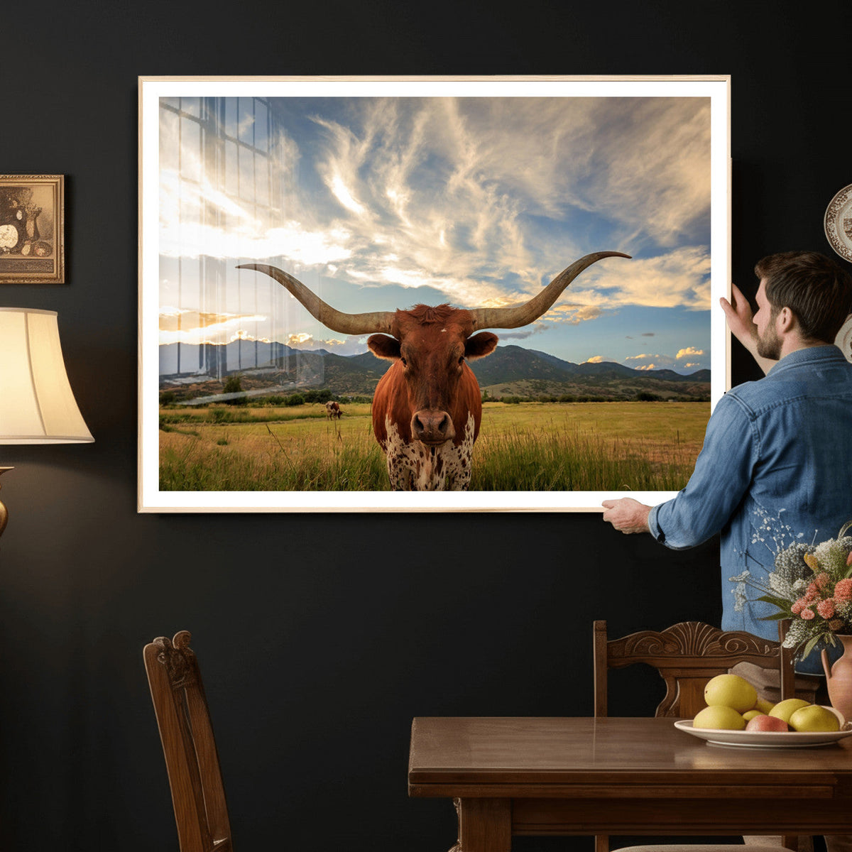 Texas Longhorn Canvas Wall Art – Majestic Triptych Animal