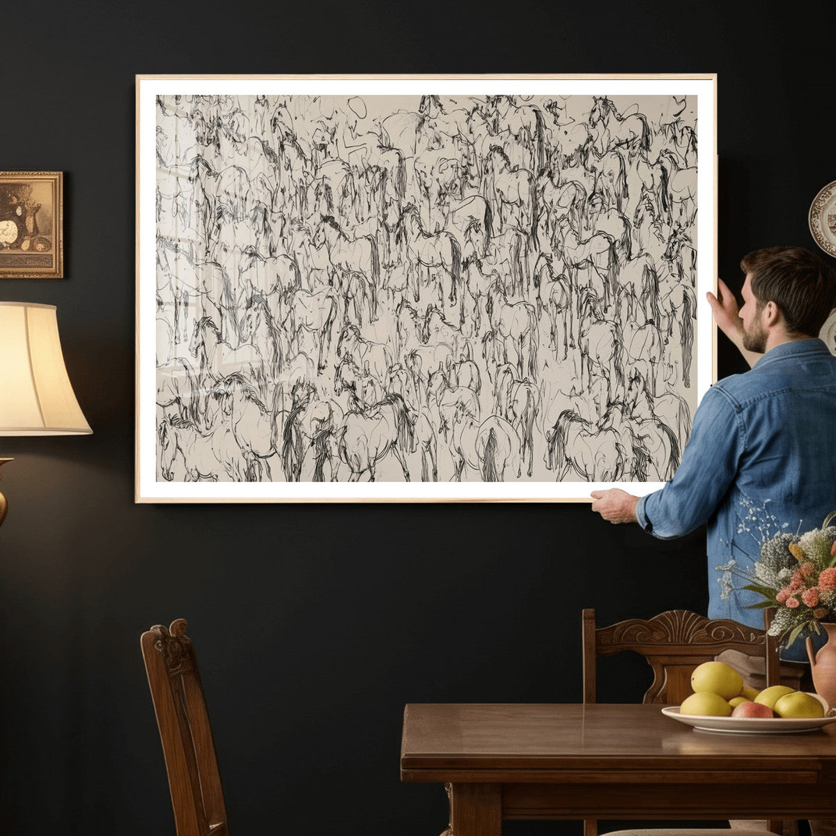 Abstract Horse Sketch Wall Art | Ready to Hang and Framed |