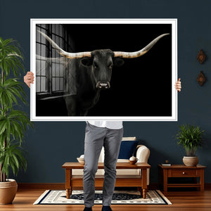 Longhorn Cattle Wall Art Canvas Print – Framed Texas Ranch