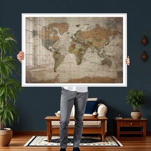 World Map Canvas Print – Framed Travel Map Wall Art for