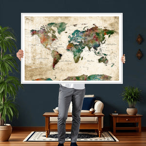 World Map Canvas Print – Framed Detailed Map of the World