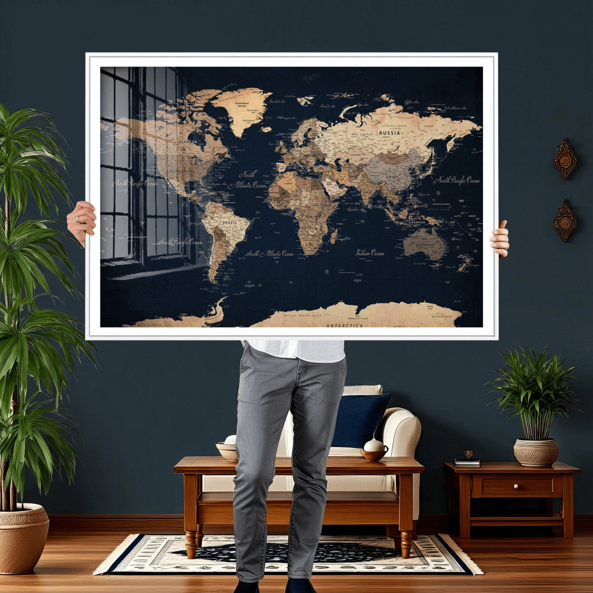 World Map Canvas Print – Detailed Map of the World Wall Art