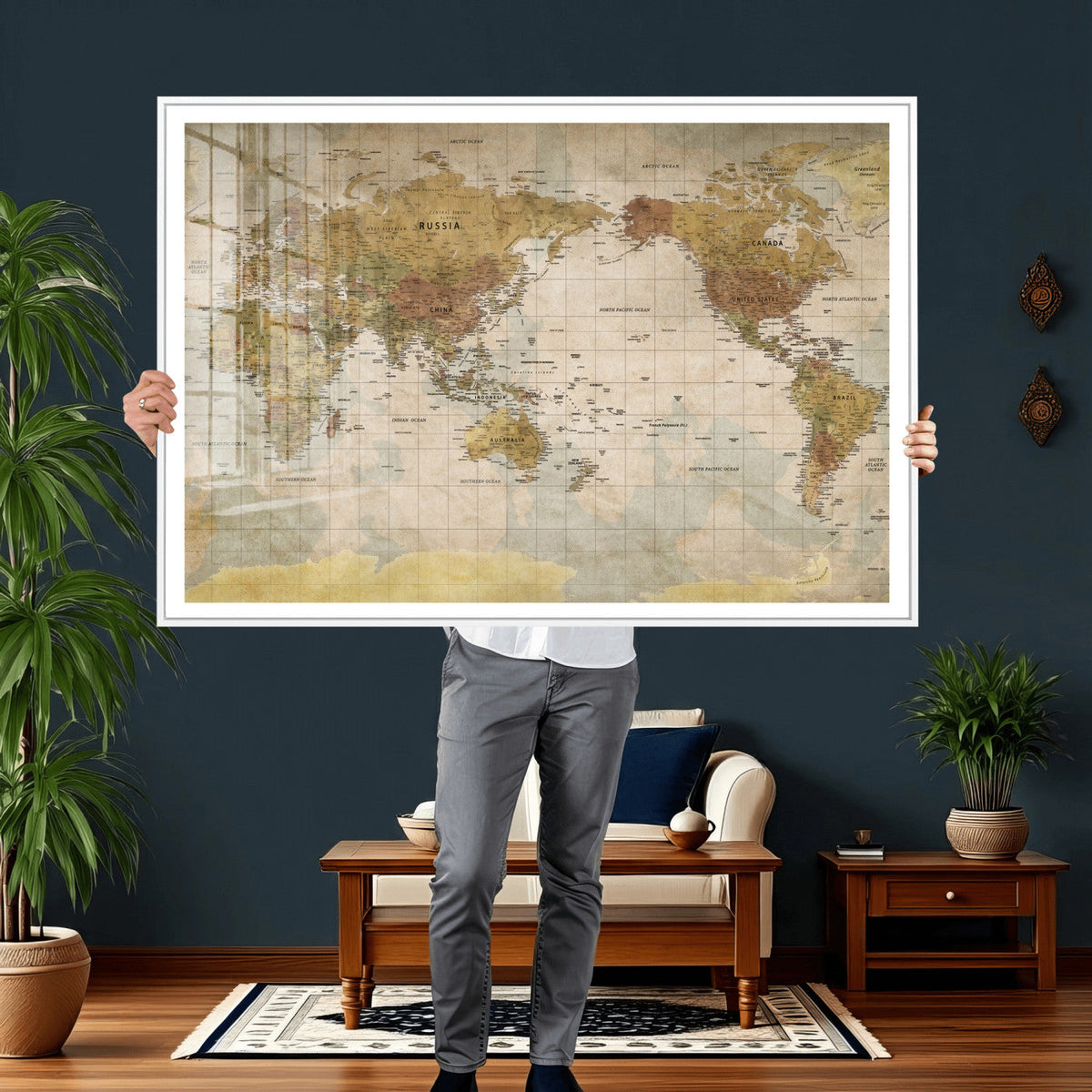 World Map Canvas Print – Detailed Map of the World Wall Art