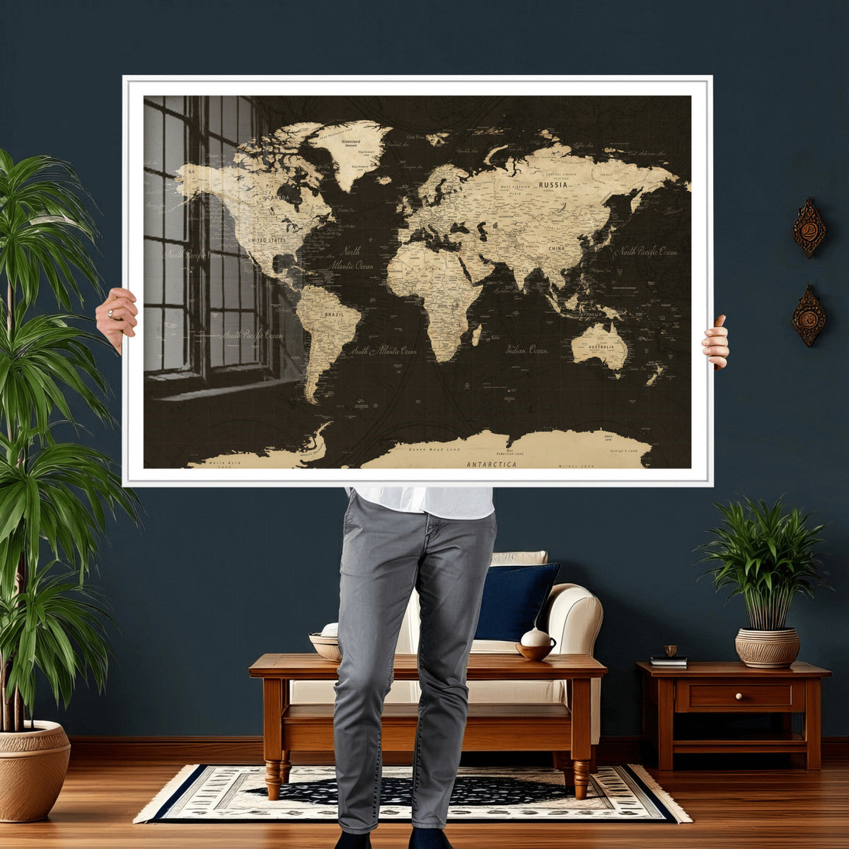 World Map Canvas Print – Framed World Map Wall Art for