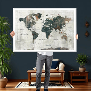 World Map Canvas Print – Framed Travel Map Wall Art for