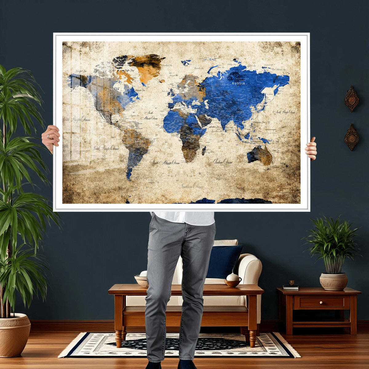 World Map Canvas Print – Colorful Abstract Travel Map,