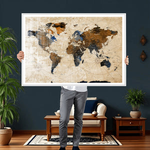 World Map Canvas Print – Framed Travel Map Wall Art for
