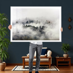 Foggy Forest Wall Art Canvas Print, Misty Pine Tree