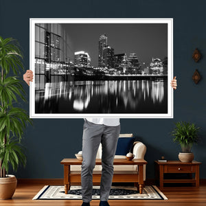 Austin Skyline Wall Art Canvas Print, Austin Downtown Night