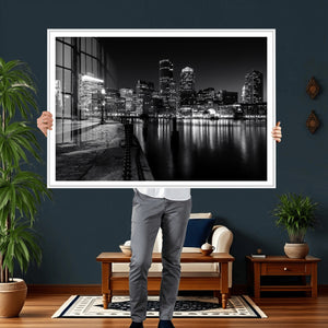 Boston Wall Art Canvas Print, Boston City Downtown Night