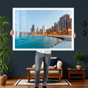 Chicago Wall Art Canvas Print, Chicago City Downtown Night