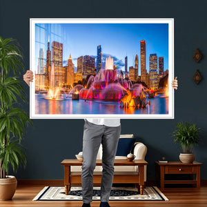 Chicago Wall Art Canvas Print, Chicago City Downtown Night