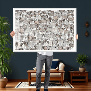 Abstract Texas Cow Wall Art Canvas Print - Farm Longhorn