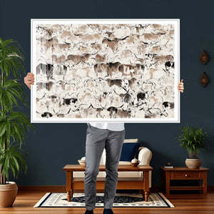 Abstract Texas Cow Canvas Print for Cabin and Western Home