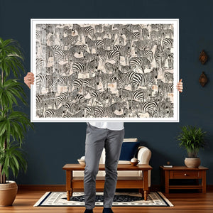 Abstract Zebra Wall Art Canvas Print for Farmhouse Decor