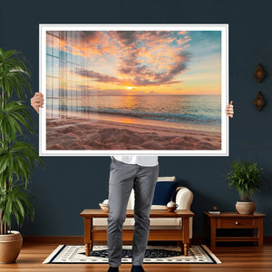 Sunset Beach Wall Art Canvas Print – Soft Coastal