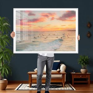 Sunset Beach Wall Art Canvas Print – Soft Coastal