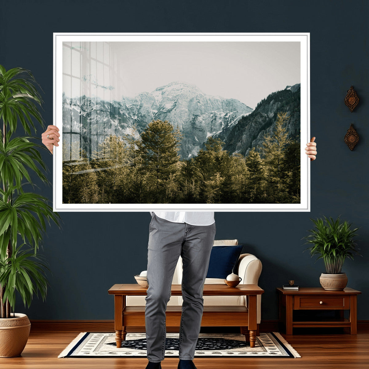 Mountain Forest Wall Art Canvas Print, Alpine Landscape
