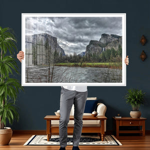 Yosemite Valley River Wall Art Canvas Print, Granite Cliffs
