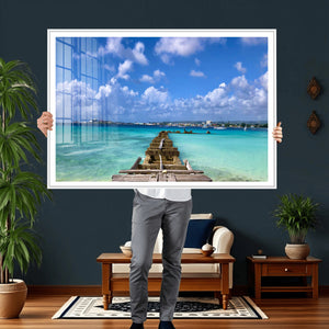 Caribbean Ocean Pier Seascape Wall Art Canvas Print,