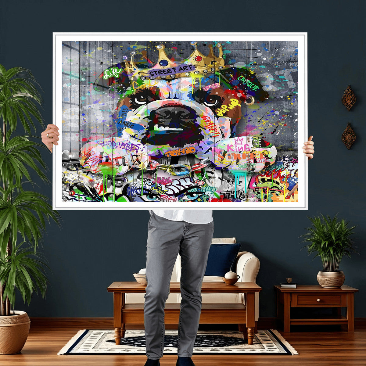 Graffiti Dog Wall Art Decor for Teen Bedroom - Abstract
