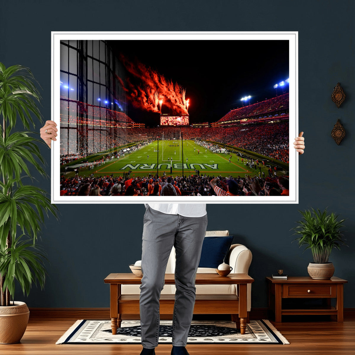 Auburn Stadium Wall Art Canvas Print, College Football Night