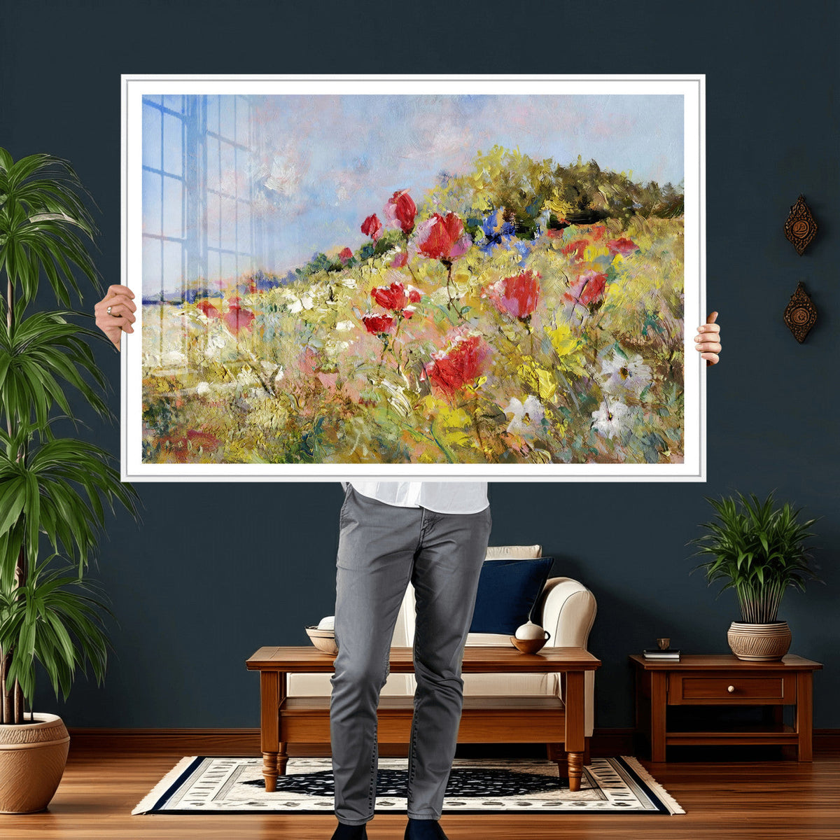 Abstract Mountain Landscape Wall Art Canvas Print – Textured