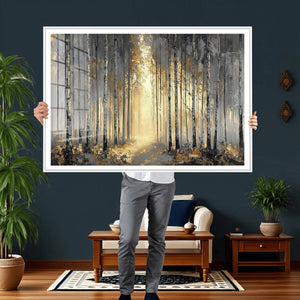 Abstract Birch Forest Wall Art Canvas Print – Modern Neutral
