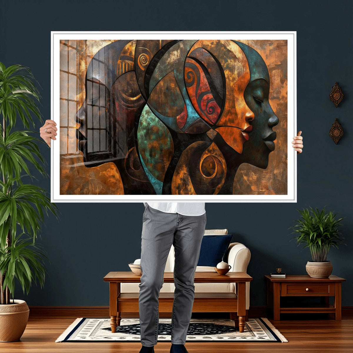 Abstract Afro American Women Wall Art Canvas Print