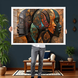 Abstract Afro American Women Wall Art Canvas Print