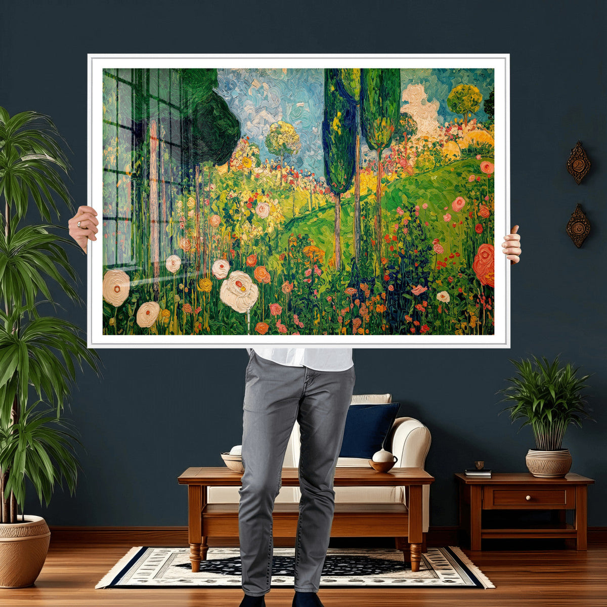 Gustav Klimt Boho Mountain Landscape Large Wall Art,