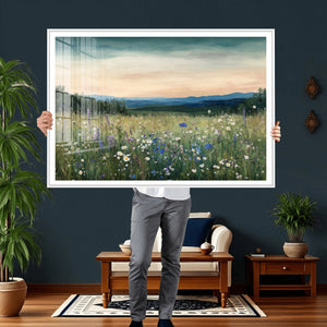 Wildflower Meadow Oil Painting Canvas — Daisy Lavender