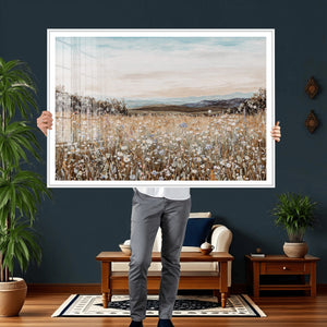 Neutral Wildflower Field Canvas Wall Art — Beige Earth Tone
