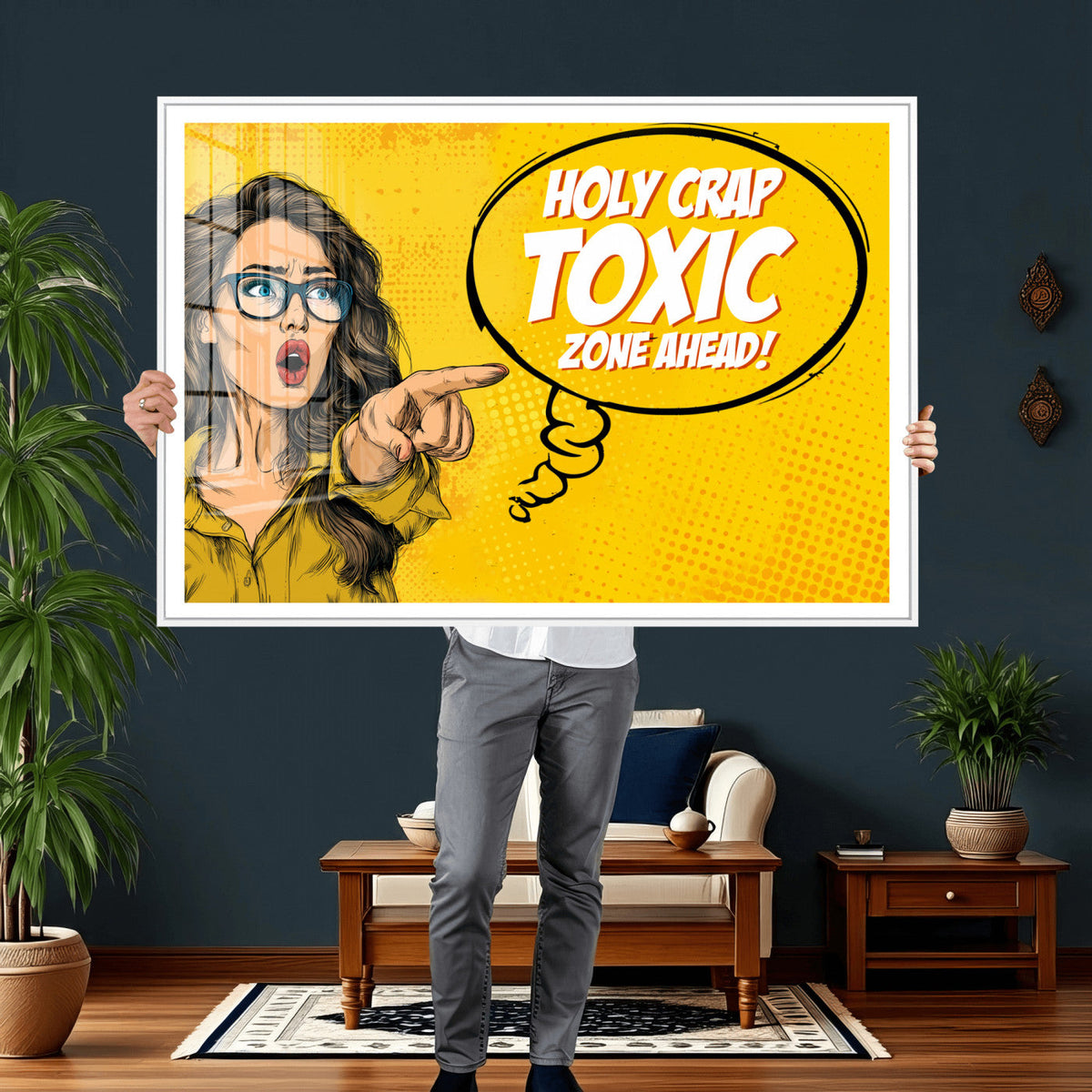 Pop Art Print Bathroom Sign Wall Art Canvas Print — Funny