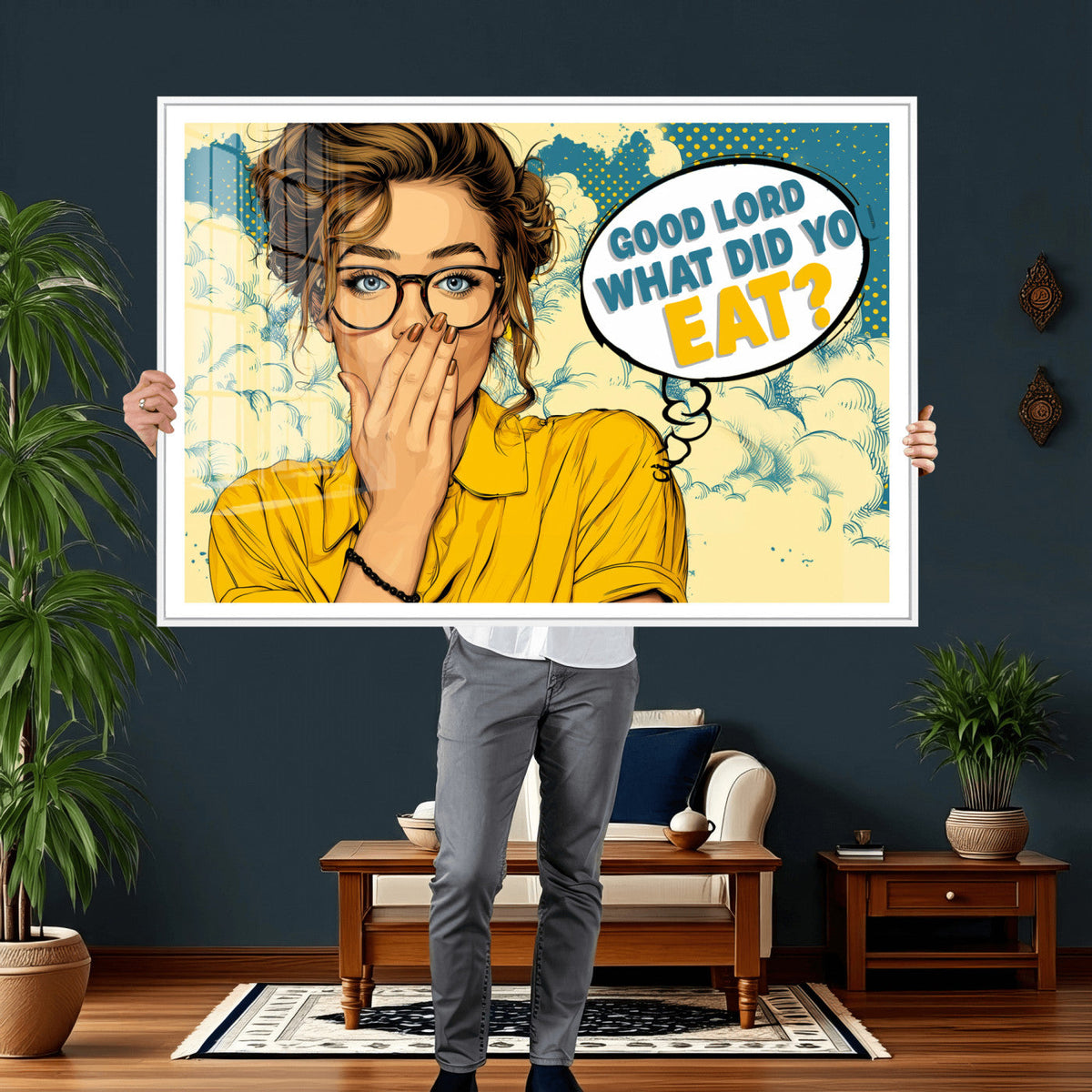 Pop Art Print Bathroom Sign Wall Art Canvas Print — Funny