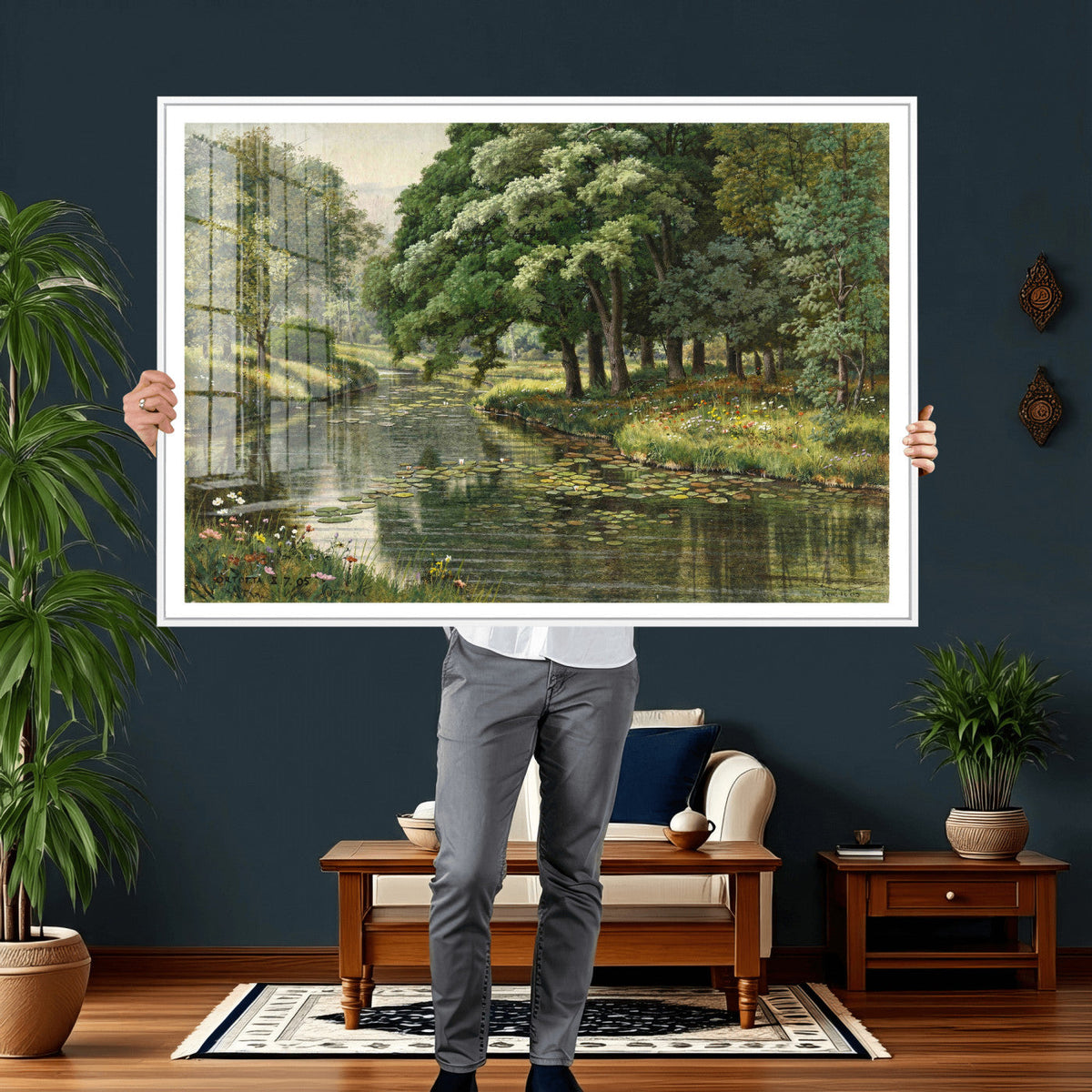 Forest Stream Canvas Wall Art, Peder Monsted A Forest Stream