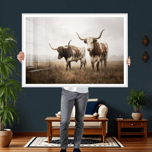 Texas Longhorn Canvas Wall Art Western Bull Desert Moody