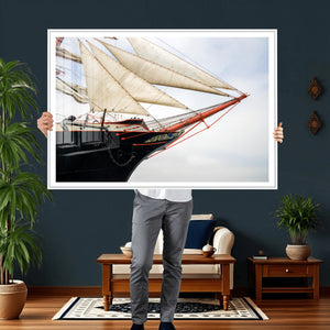 Sailboat Wall Art Canvas Print, Vintage Ship Bow Framed