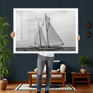 Vintage Sailboat Wall Art Canvas Print, Black and White